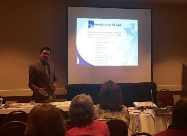 Denzil Mohammed of The ILC Public Education Institute presents “Immigrants: Stats & Strategies to Change the Conversation” at the Massachusetts Coalition for Adult Education’s NETWORK 2017 Conference.