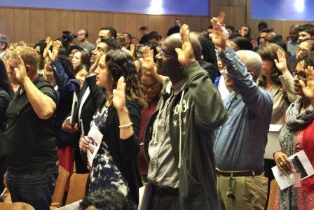 New citizens taking the Oath of Allegiance