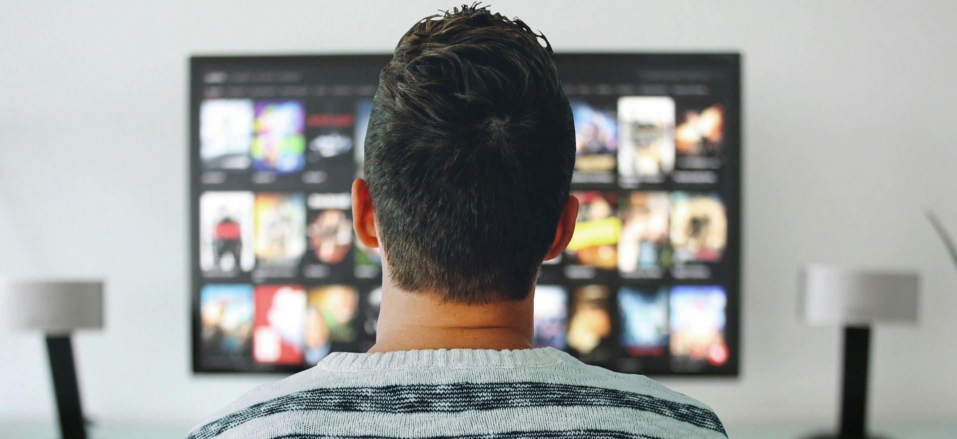 Man facing a television