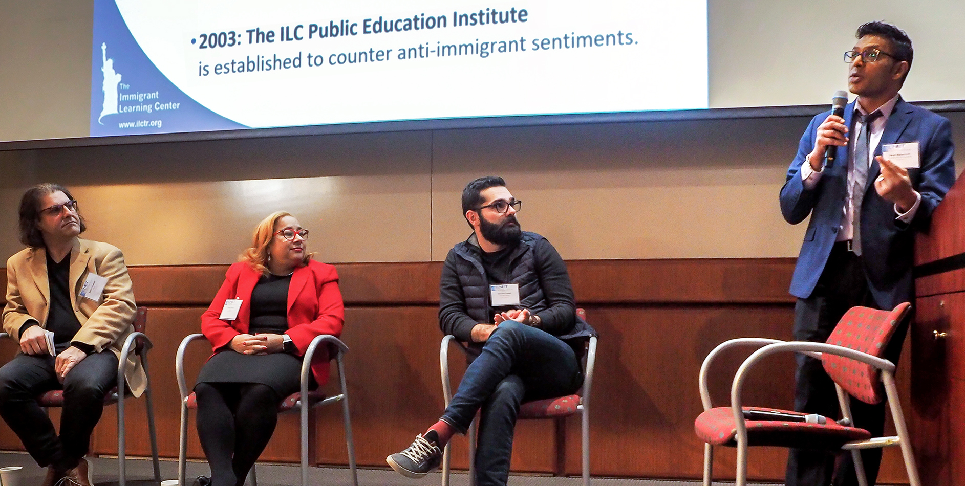 Denzil Mohammed, director of The Immigrant Learning Center Public Education Institute, speaks at the 2018 ENET Panel