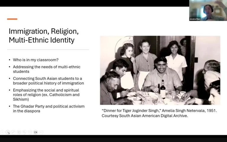 A slide from a presentation. The title says "Immigration, Religion, Multi-Ethnic Identity."